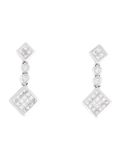 Pre-owned Earrings 18k Diamond Drop  In Multi