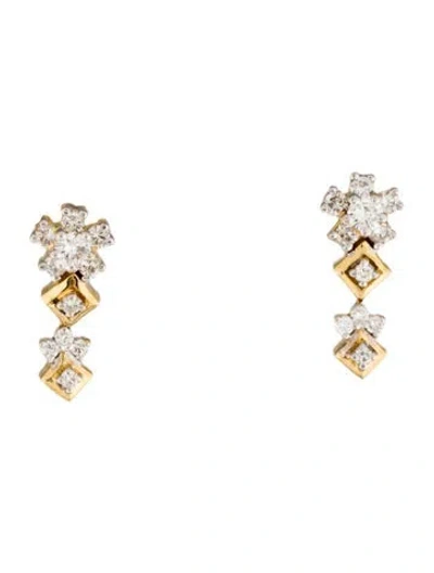 Pre-owned Earrings 18k Diamond Drop  In Multi
