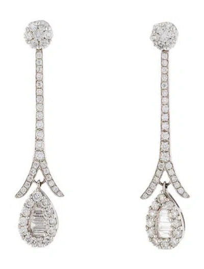 Pre-owned Earrings 18k Diamond Drop  In Multi