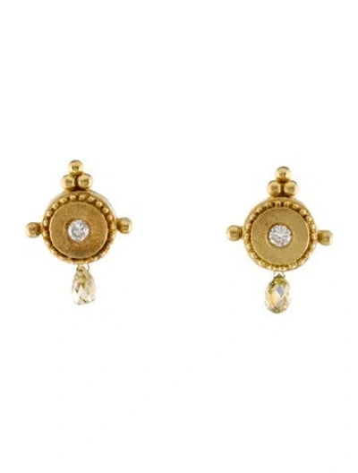 Pre-owned Earrings 18k Diamond Drop  In Multi