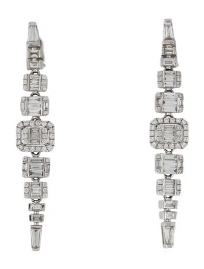 Pre-owned Earrings 18k Diamond Drop  In Multi