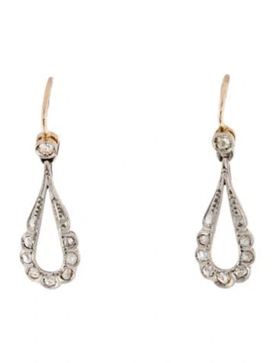 Pre-owned Earrings 18k Diamond Drop  In Multi