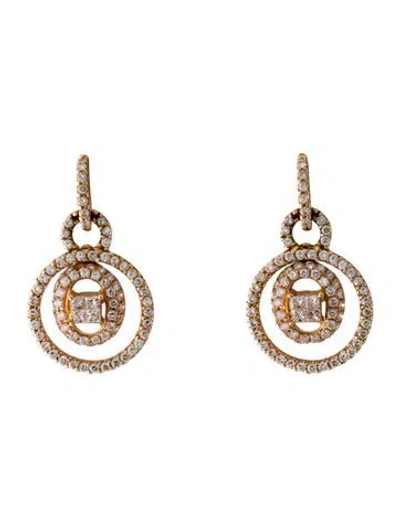 Pre-owned Earrings 18k Diamond Drop  In Multi