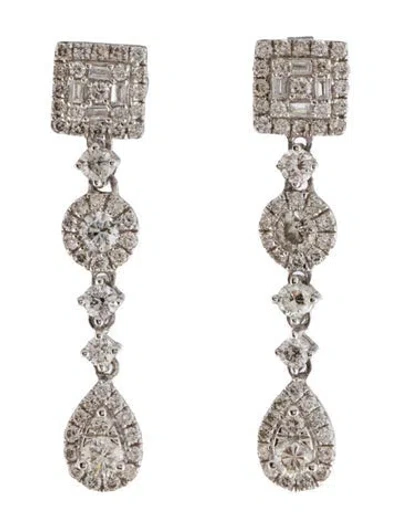Pre-owned Earrings 18k Diamond Drop  In Multi