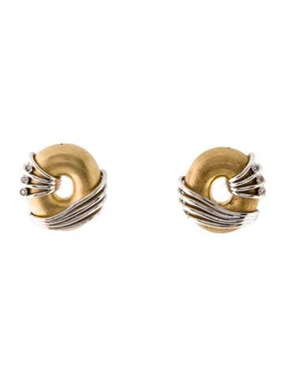 Pre-owned Earrings 18k Diamond Drop  In Multi