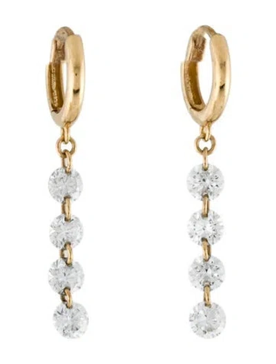 Pre-owned Earrings 18k Diamond Drop Huggies In Multi