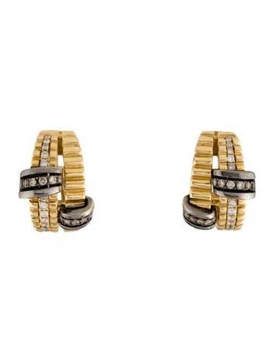 Pre-owned Earrings 18k Diamond Earclips In Multi