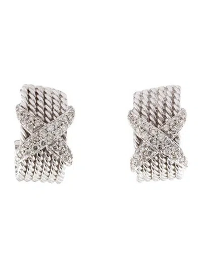 Pre-owned Earrings 18k Diamond Earclips In Multi