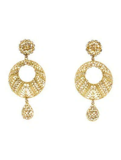 Pre-owned Earrings 18k Diamond Filigree Drop  In Multi