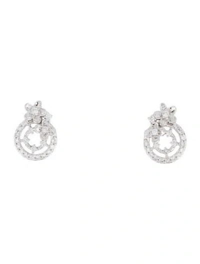 Pre-owned Earrings 18k Diamond Floral Drop  In Multi