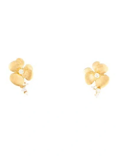 Pre-owned Earrings 18k Diamond Flower  In Multi