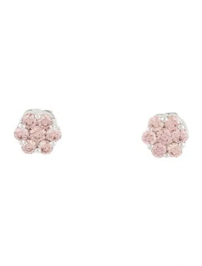 Pre-owned Earrings 18k Diamond Flower Stud  In Multi