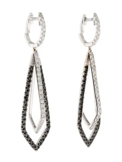 Pre-owned Earrings 18k Diamond Geometric Drop  In Multi