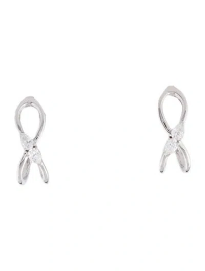 Pre-owned Earrings 18k Diamond Half Hoop  In Multi