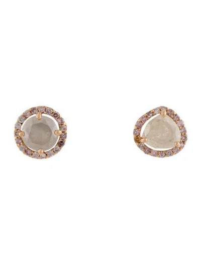 Pre-owned Earrings 18k Diamond Halo Stud  In Multi