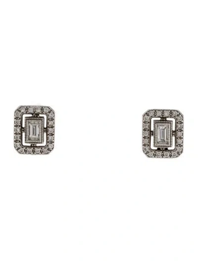 Pre-owned Earrings 18k Diamond Halo Stud  In Multi