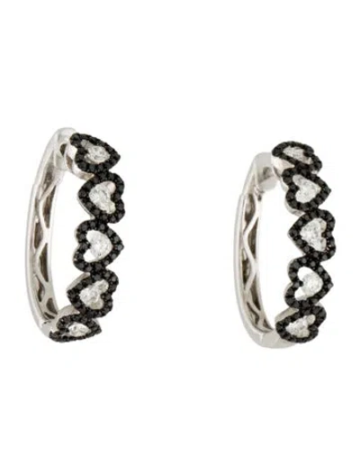 Pre-owned Earrings 18k Diamond Heart Hoop  In Multi