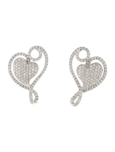 Pre-owned Earrings 18k Diamond Heart Stud  In Multi