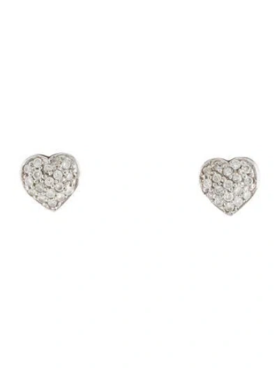 Pre-owned Earrings 18k Diamond Heart Stud  In Multi