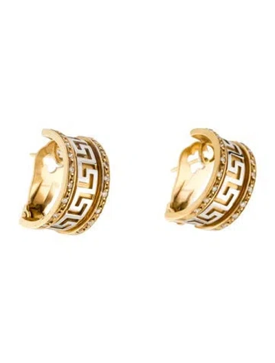 Pre-owned Earrings 18k Diamond Hoop Earclips In Multi