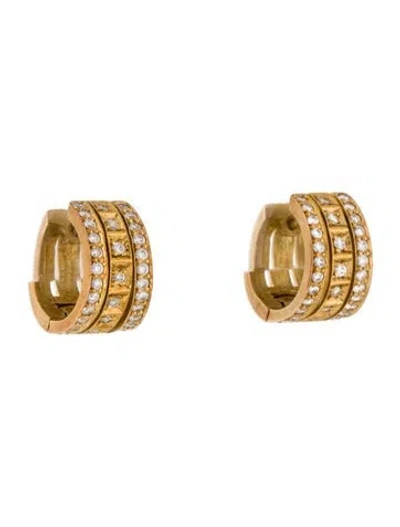 Pre-owned Earrings 18k Diamond Hoop  In Multi