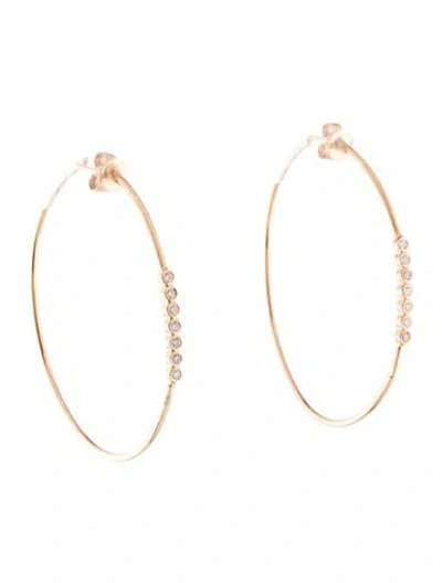 Pre-owned Earrings 18k Diamond Hoop  In Multi