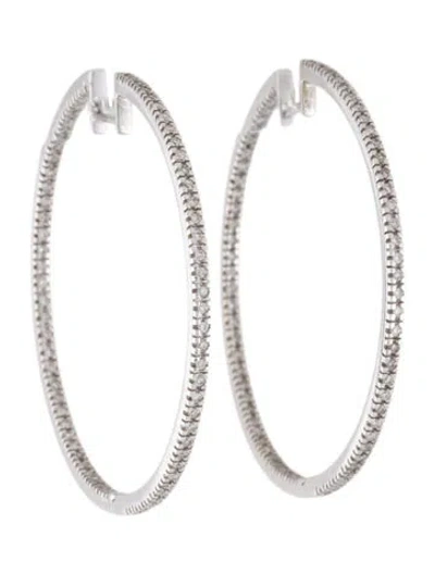 Pre-owned Earrings 18k Diamond Hoop  In Multi