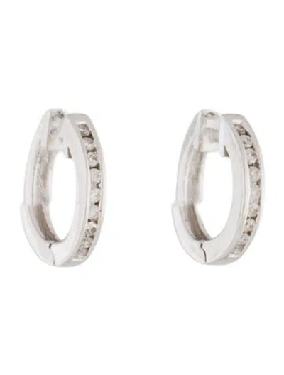 Pre-owned Earrings 18k Diamond Hoop  In Multi