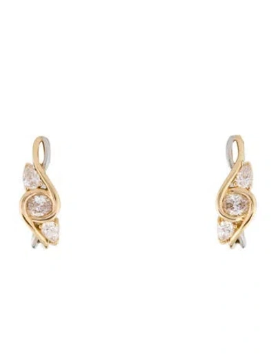 Pre-owned Earrings 18k Diamond Hoop  In Multi