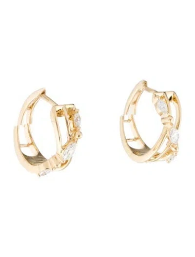 Pre-owned Earrings 18k Diamond Hoop  In Multi