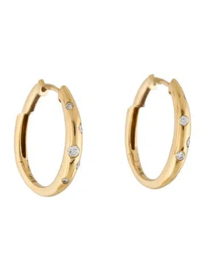 Pre-owned Earrings 18k Diamond Hoop  In Multi