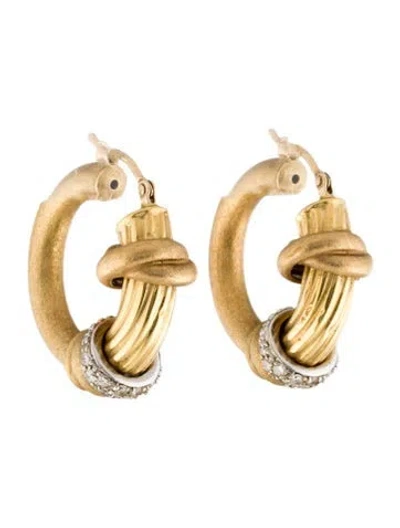 Pre-owned Earrings 18k Diamond Hoop  In Multi
