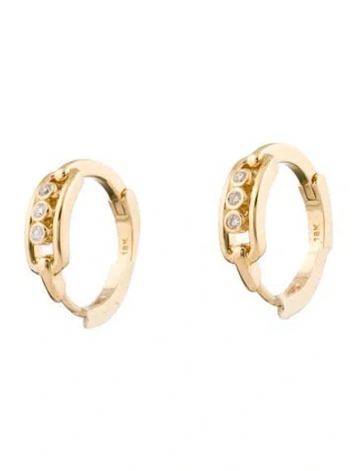 Pre-owned Earrings 18k Diamond Hoop  In Multi