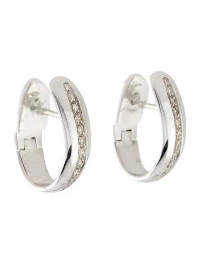 Pre-owned Earrings 18k Diamond Hoop  In Multi