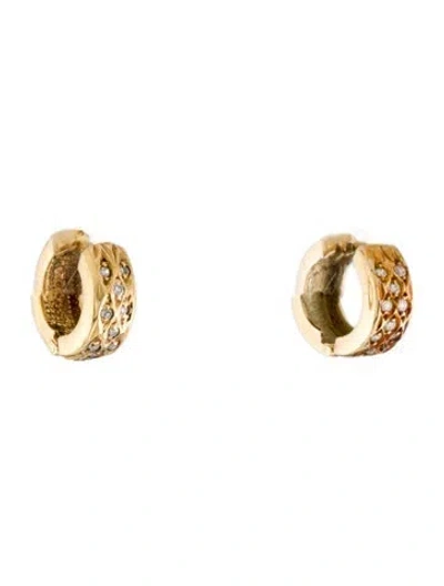 Pre-owned Earrings 18k Diamond Huggie  In Multi