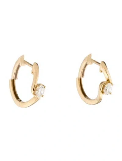 Pre-owned Earrings 18k Diamond Huggie  In Multi
