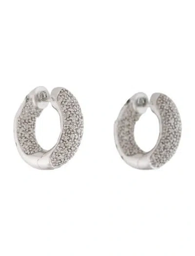 Pre-owned Earrings 18k Diamond Huggie Hoop  In Multi