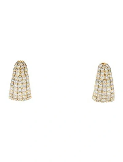 Pre-owned Earrings 18k Diamond Huggie Hoop  In Multi