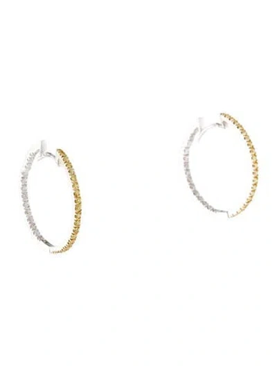 Pre-owned Earrings 18k Diamond Inside Out Hoop  In Multi