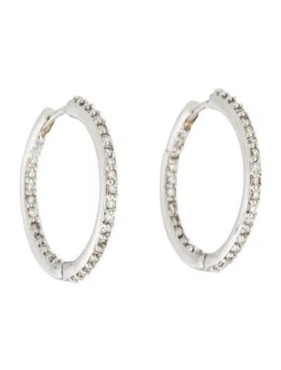 Pre-owned Earrings 18k Diamond Inside-out Hoop  In Multi