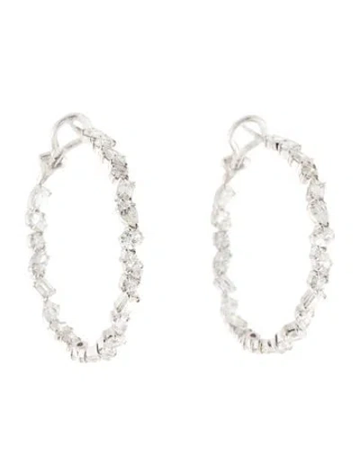 Pre-owned Earrings 18k Diamond Inside-out Hoop  In Multi