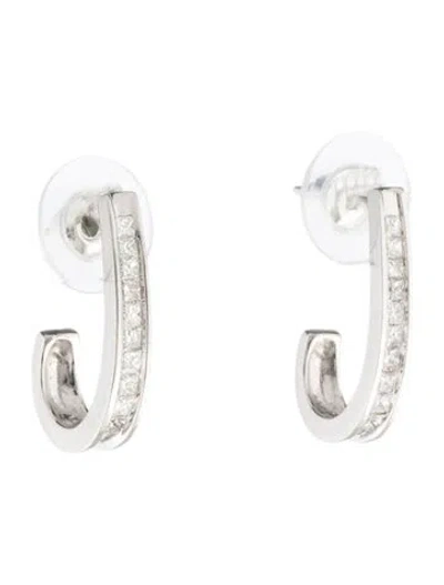 Pre-owned Earrings 18k Diamond J Hoop  In Multi