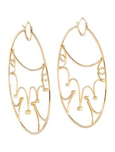 Pre-owned Earrings 18k Diamond Large Hoop  In Multi