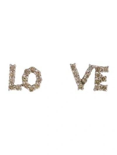 Pre-owned Earrings 18k Diamond 'love' Stud  In Multi