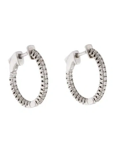 Pre-owned Earrings 18k Diamond Mini Hoop  In Multi
