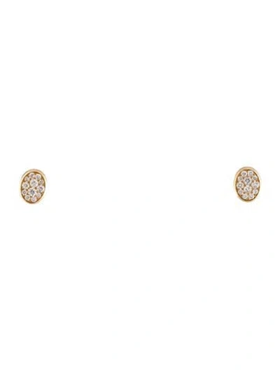 Pre-owned Earrings 18k Diamond Oval Stud  In Multi