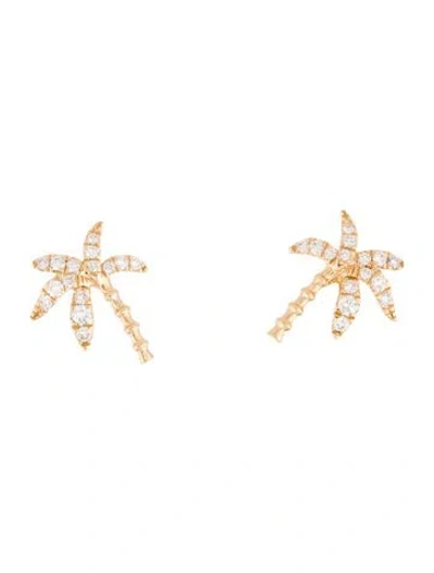 Pre-owned Earrings 18k Diamond Palm Tree Stud  In Multi