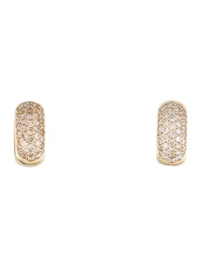 Pre-owned Earrings 18k Diamond Pave Huggie  In Multi