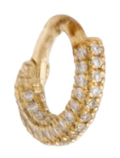 Pre-owned Earrings 18k Diamond Pavé Single Mini Huggie In Multi