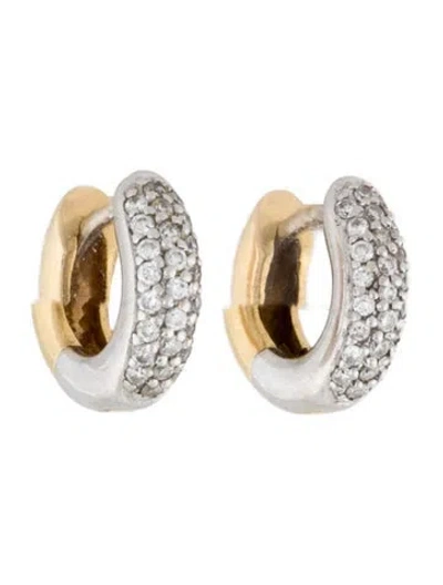Pre-owned Earrings 18k Diamond Reversible Huggie Hoop  In Multi